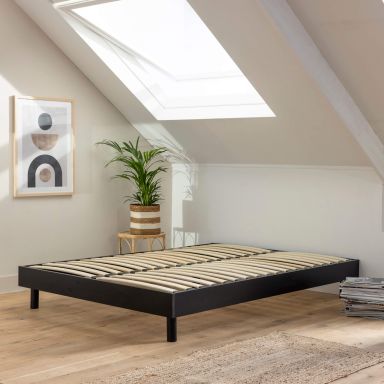 Sommier kit en bois massif noir 140x190 ambiance nu