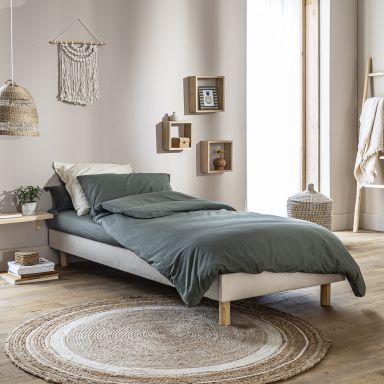 Sommier kit en bois massif avec tissu bouclette