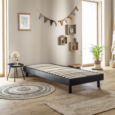 Sommier kit en bois massif noir 90x200
