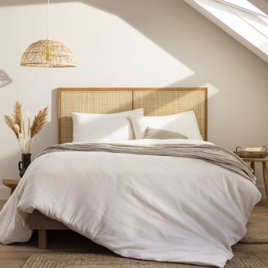 Tête de lit cannage 140 cm en bois massif naturel - Terre de Nuit