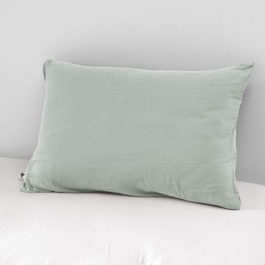 Taie d'oreiller double gaze de coton eucalyptus 50x70 cm