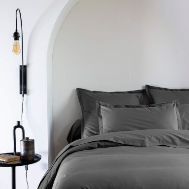Taie d'oreiller coton percale Anthracite 65x65 - SOMEO