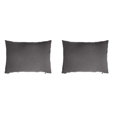 Lot de 2 taies d'oreillers double gaze de coton gris anthracite 50x70 cm fond blanc