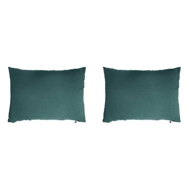 Lot de 2 taies d'oreillers double gaze de coton bleu canard 50x70 cm FOND BLANC