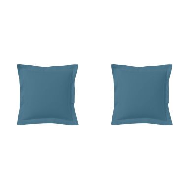 Lot de 2 taies d'oreillers bleu minéral 100% coton biologique