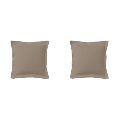 Lot de 2 taies d'oreillers biscuit 100% coton