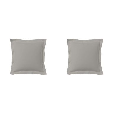 Lot de 2 taies d'oreillers gris mastic 100% coton