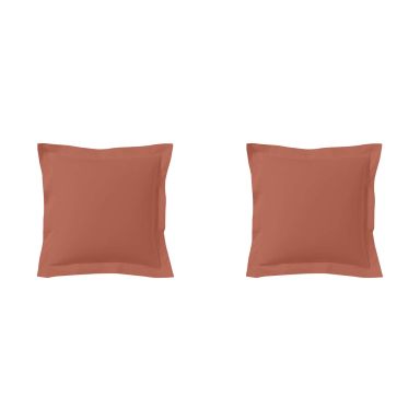 Lot de 2 taies d'oreillers terracotta 100% coton