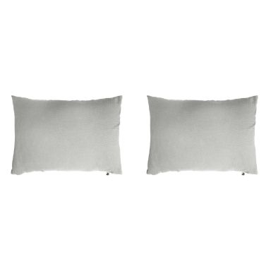 Lot de 2 taies d'oreillers double gaze de coton gris 50x70 cm FOND BLANC