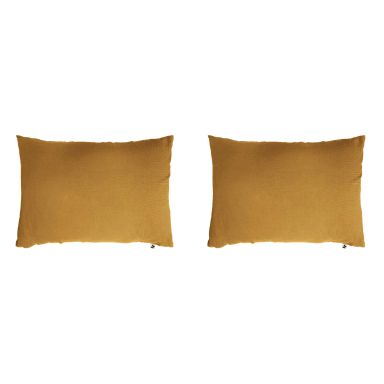 Lot de 2 taies d'oreillers double gaze de coton jaune safran 50x70 cm FOND BLANC