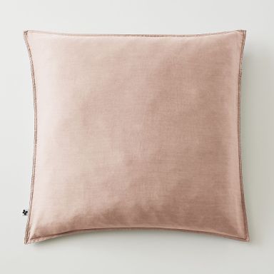 Taie d'oreiller carré blush lyocell uni Lysandre Terre de Nuit fond blanc