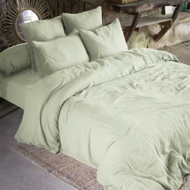 Lot de 2 taies d'oreillers double gaze de coton vert d'eau