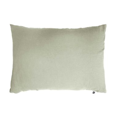 Taie d'oreiller double gaze de coton vert d'eau 50x70 cm FOND BLANC