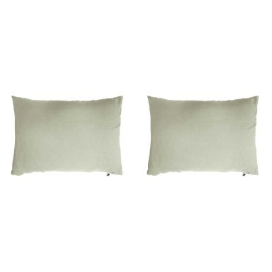 Lot de 2 taies d'oreillers double gaze de coton vert d'eau 50x70 cm FOND BLANC