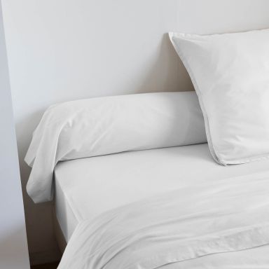 Taie de traversin coton lavé - SOMEO Blanc 90 cm