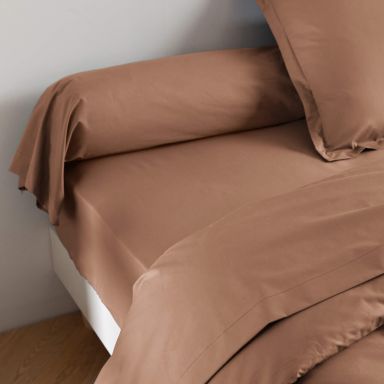 Taie de traversin coton percale Marron 90 cm - SOMEO