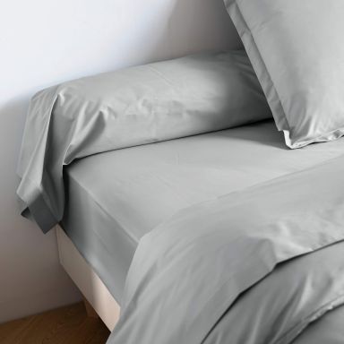 Taie de traversin coton percale Gris 90 cm - SOMEO