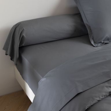Taie de traversin coton percale Anthracite 90 cm - SOMEO