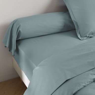 Taie de traversin coton percale Bleu 90 cm - SOMEO