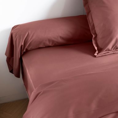 Taie de traversin coton percale Rose 90 cm - SOMEO