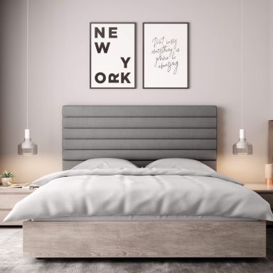 Tête de lit déco tissu aspect bombé gris 140