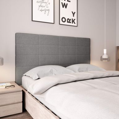 Tête de lit déco aspect quadrillé gris 140