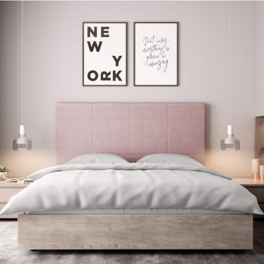 Tête de lit déco aspect quadrillé vieux rose