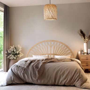 Tête de lit en rotin arrondie coloris naturel - TL83001