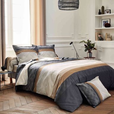 Parure de lit satin de coton Tiago noir 140 x200 cm - Tradilinge