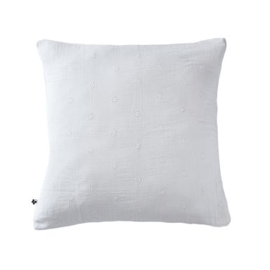 Taie d'oreiller brodée double gaze de coton blanc 60x60 cm