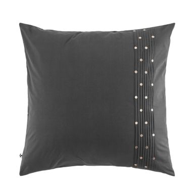 Taie d'oreiller brodée plis religieuses anthracite 63x63 cm