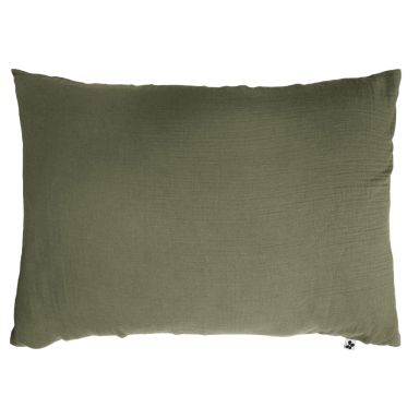 Taie d'oreiller double gaze de coton kaki 50x70 cm
