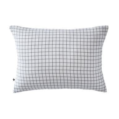 Taie d'oreiller à carreaux double gaze de coton blanc