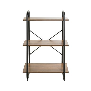 Etagère 3 plateaux en bois imitation chêne et noir laqué