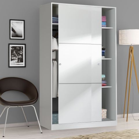 Armoire avec 2 portes coulissantes - Coloris blanc - AR81001