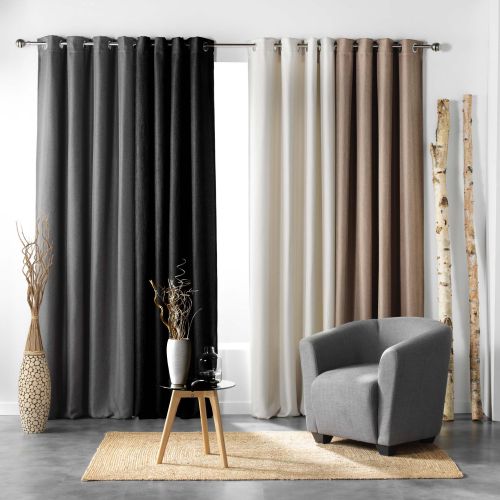 Rideaux à oeillets occultant tissé noir 135x240
