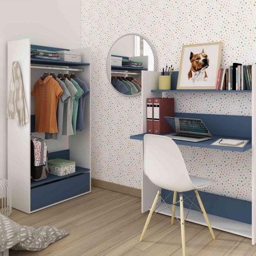 Bureau enfant à paroi en bois blanc - BU9017