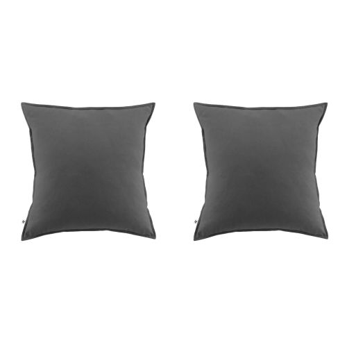 Lot de 2 taies d'oreiller flanelle anthracite