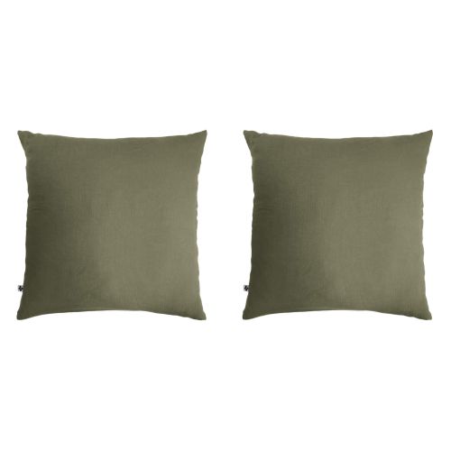 Lot de 2 taies d'oreillers double gaze de coton kaki 50x70 cm