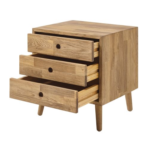 Chevet 3 tiroirs en bois massif chêne clair - CH16003