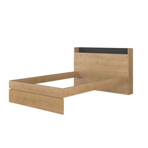 Lit avec tête de lit en bois imitation chêne 140x190 cm - LI9051