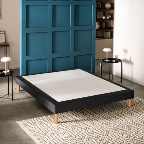 Ensemble matelas Bultex nano, mousse Bodysoft, coton et laine Ultimum, sommier Mediano gris fumé et pieds