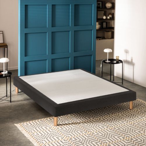 Sommier déco tapissier Mediano gris fumé - Bultex 2x80x200