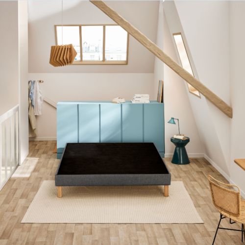 Sommier déco tapissier Unic gris - Bultex