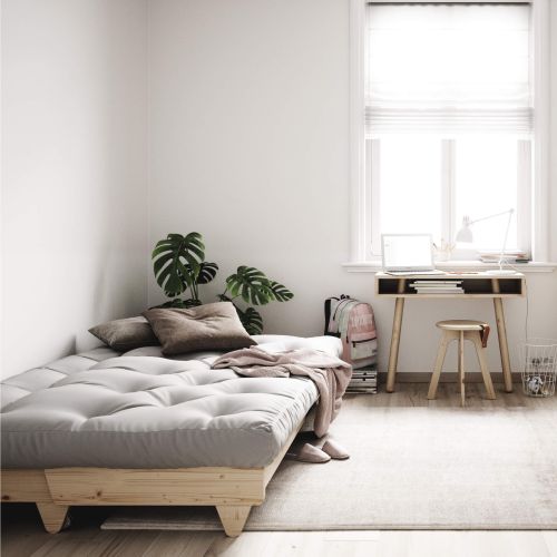 Banquette ajustable en pin massif naturel avec matelas futon 140x200
