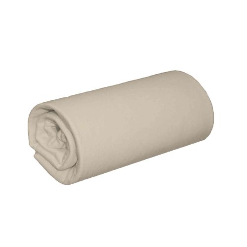 Drap housse jersey beige bonnet 30 cm 100% coton biologique 80x190