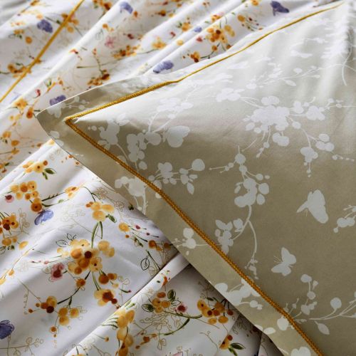 Parure de lit percale Bel Amour jaune - Tradilinge