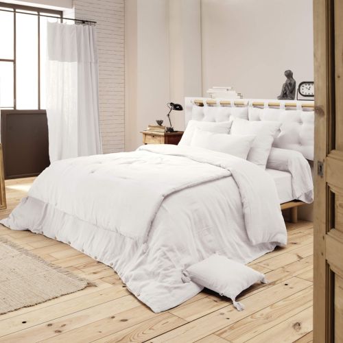 Housse de couette double gaze de coton blanc 200x200 cm