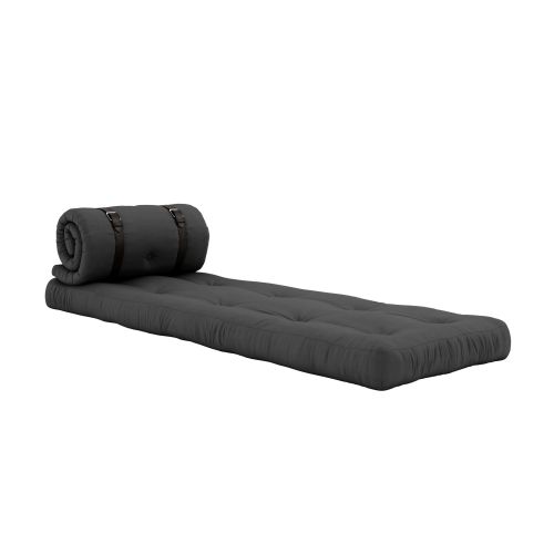 Matelas futon et pouf 2 en 1 BUCKLE-UP anthracite 70x200