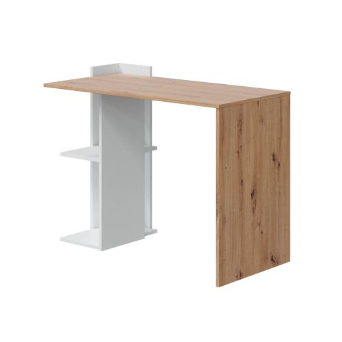 Bureau réversible vers droite chambre adulte bois naturel fond blanc